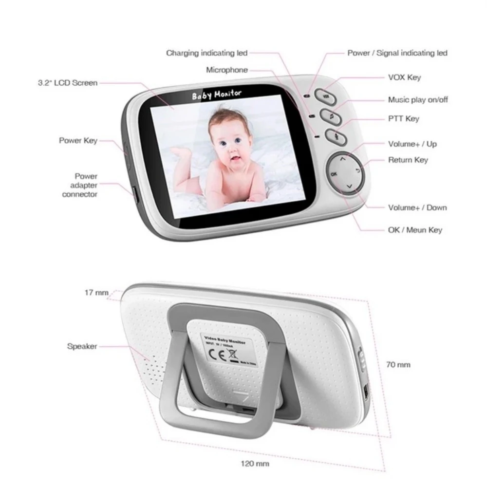 Monitor de bebé nueva cámara de vigilancia Wifi VB603 pantalla LCD de 3,2 "videoportero cámaras digitales protección de seguridad para Newborm - imagen 5