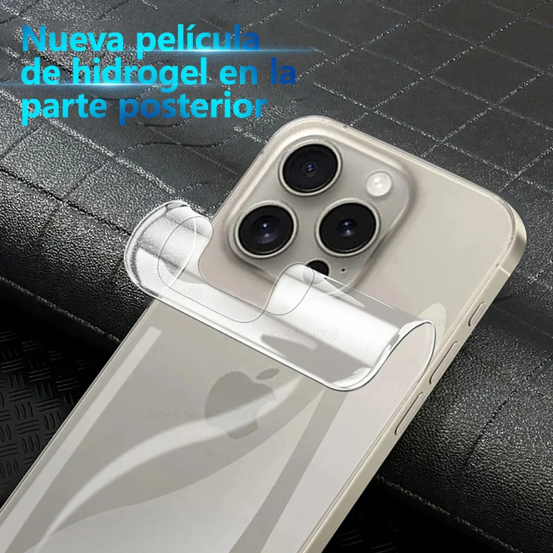 4 Uds película trasera de hidrogel para Apple iPhone 16 15 13 12 14 Pro Max Plus Mini 6 7 8 XR XS SE Protector de pantalla cubierta completa sin vidrio - imagen 3