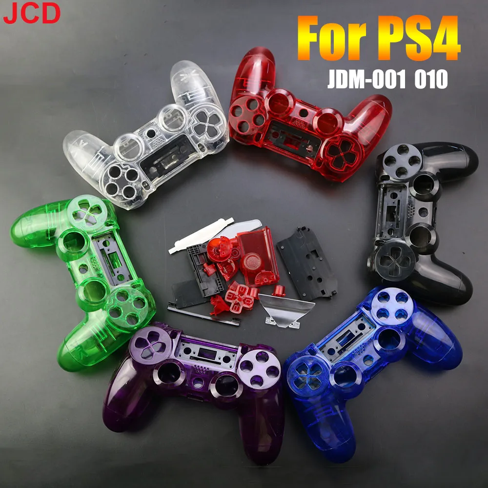 JCD 1 Juego de carcasa completa transparente para mando de juegos, funda de botones, Kit de cubierta de repuesto para PS4 V1 JDM-001 JDM-011 - imagen 2