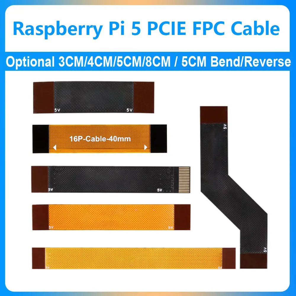 Raspberry Pi 5 PCIE FPC Cable Flexible con combinación diferencial 90R mayor velocidad opcional 3CM 4CM 5CM 8CM para M.2 NVMe SSD