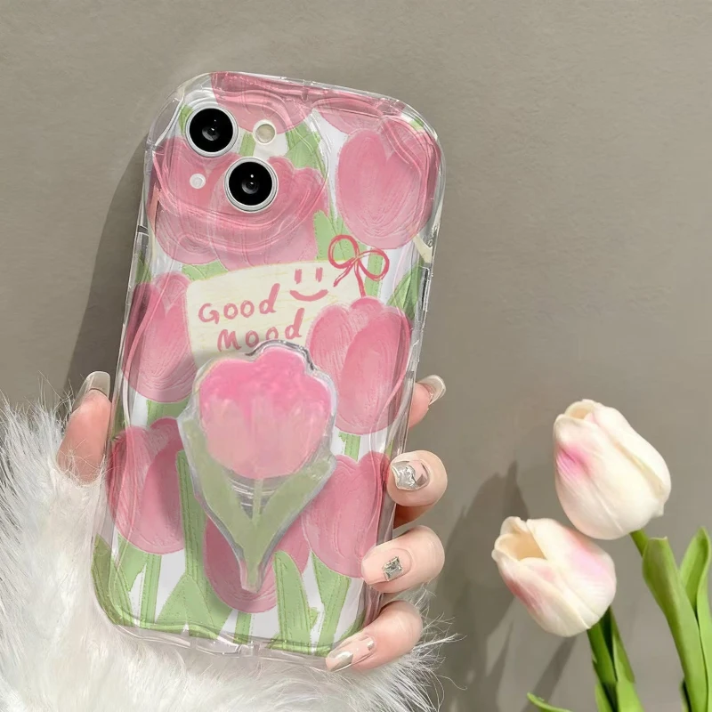 Funda de conejo tulipán 3D para VIVO Y04 Y04S Y19S Y28S Y18S Y03 Y18 Y28 Y17S Y21 Y27 Y36 Y33S Y27S Y10 Y51 Y31 Y20 Y38 Y15S Y35