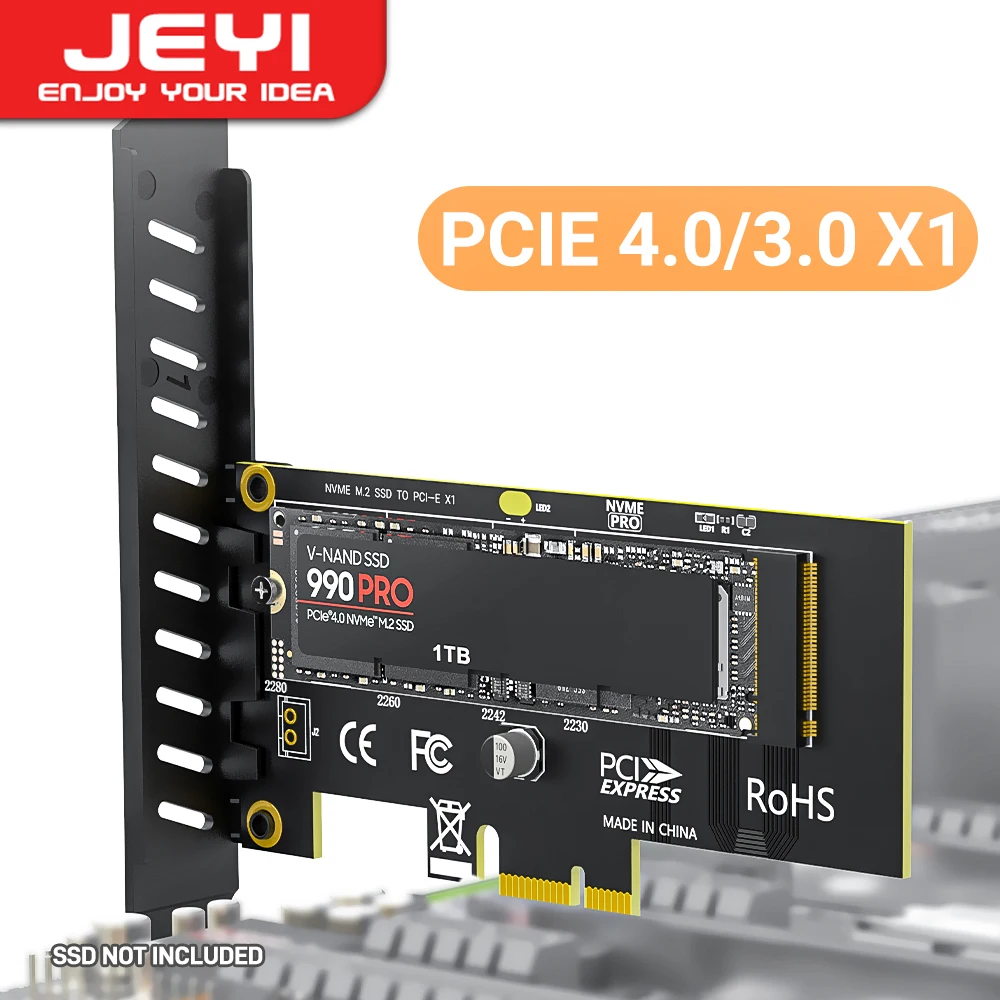 JEYI Adaptadora M.2 NVMe a PCIe 4.0 x1 – 2280