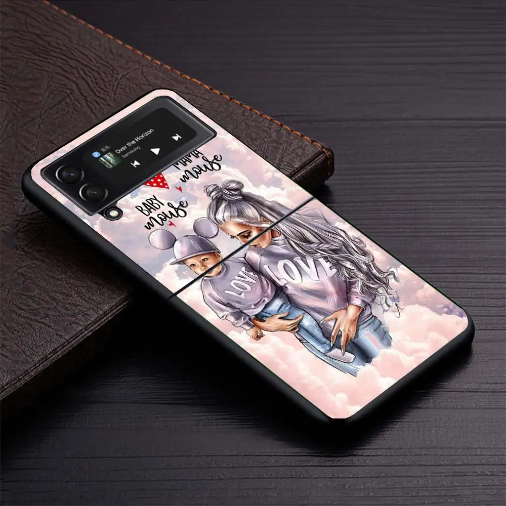 Fashion Girl Super Baby Mom Fundas de teléfono negras para Samsung Z Flip 7 6 5 4 3 Galaxy de lujo ZFlip7 ZFlip6 Flip5 Flip4 Flip3 Shell C - imagen 5
