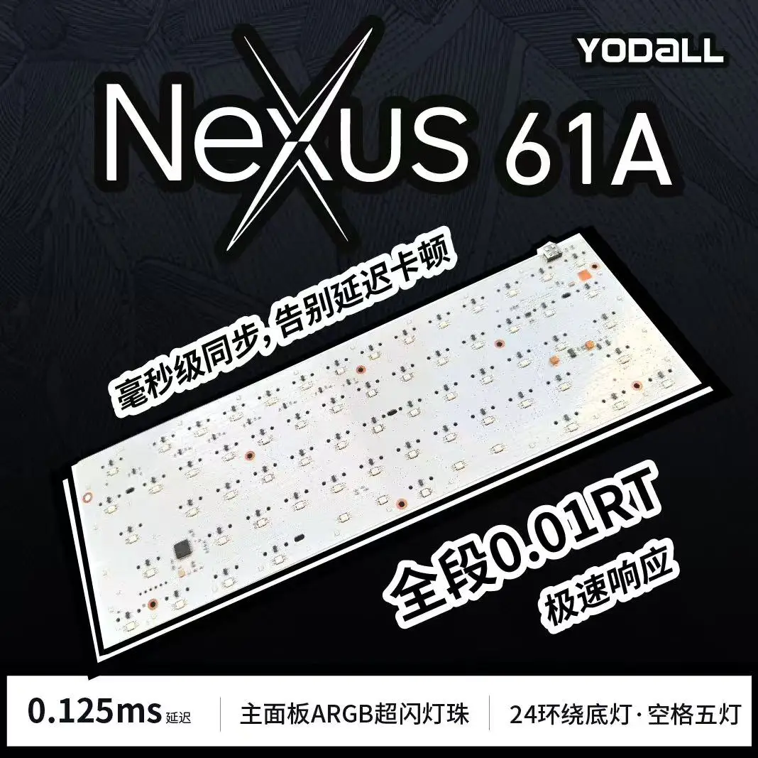 Placa PCB Nexus61A para teclado mecánico, PCB de eje magnético GH60 personalizado, 61 teclas, modo único, accesorios RGB de intercambio en caliente DIY - imagen 2