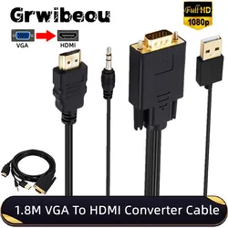 Cable VGA a HDMI con Audio USB y alimentación para PC/Proyector