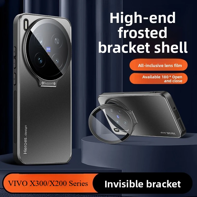 Funda con soporte de lente para VIVO X300 Pro, cubierta protectora de cámara de PC mate para VIVO X200 Pro Mini X200 Ultra X200S, parachoques a prueba de golpes