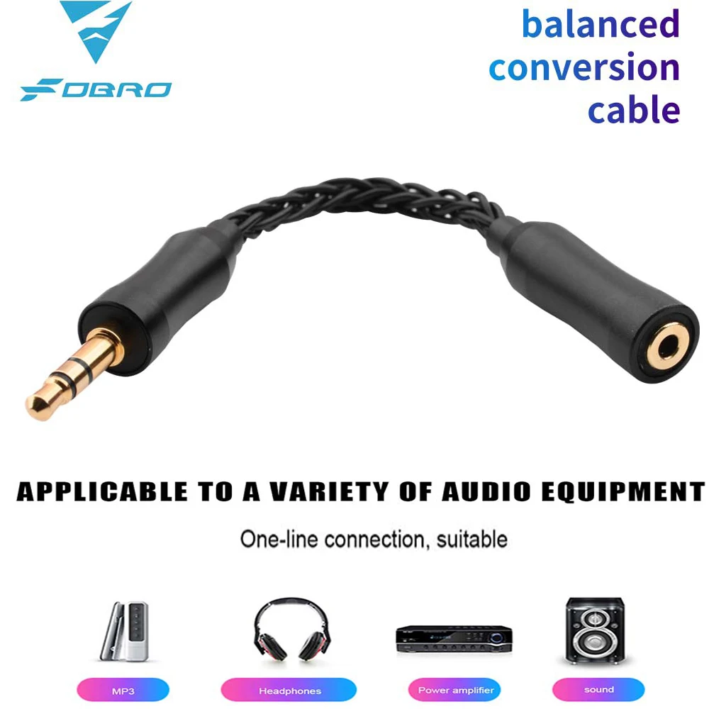 Conector plateado de cobre sin oxígeno de 8 núcleos, adaptador de fibra de carbono, Cable de conversión macho, Cable de Audio estéreo equilibrado para auriculares