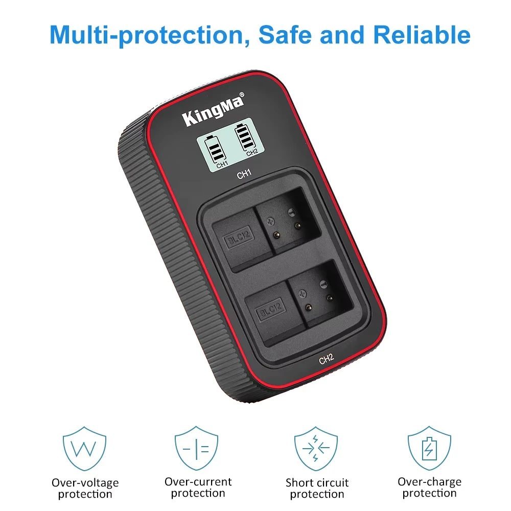 2 uds DMW-BLC12 DMW-BLC12E batería + cargador USB LCD para cámaras Panasonic Lumix DMC-FZ200,FZ1000,FZ300,G5,G6,G7,GX8,G85,GH2 - imagen 3