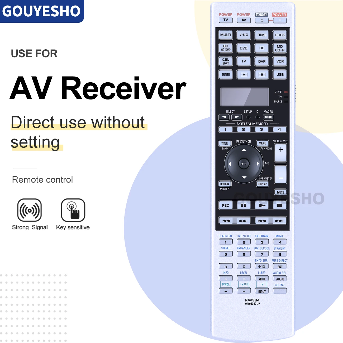 Mando a distancia para Yamaha TV, Receptor AV, RAV384, WN98380, JP, RAV386, RAV389, nuevo - imagen 2
