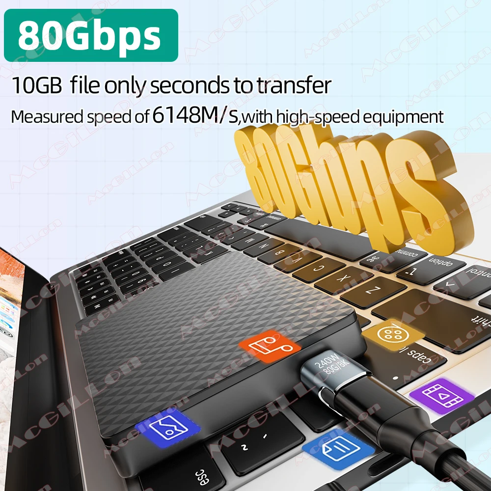 240W USB4.0 80Gbps Thunderbolt5 magnético tipo C OTG USB C a USB-C Cable convertidor magnético de carga rápida 8K @ 60Hz adaptador USB tipo C - imagen 3