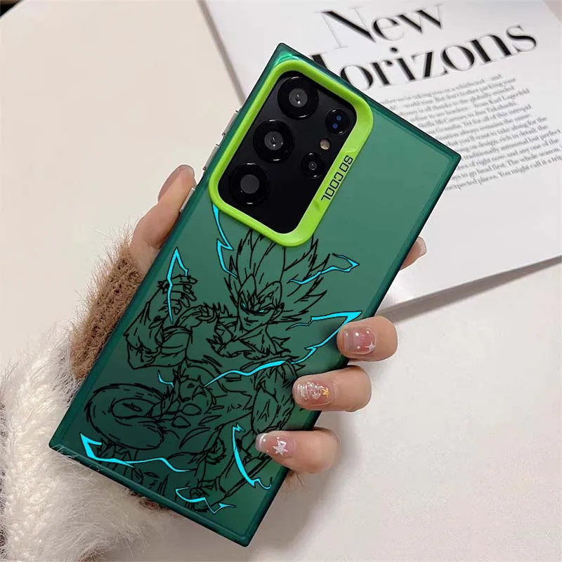D-Dragon Ball Vegeta Cool Anime funda para Samsung Galaxy S25 S24 S23 S22 S21 Ultra Plus funda de teléfono plateada colorida - imagen 4