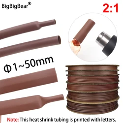 Tubo termorretráctil de 1 ~ 10m, diámetro 2:1, 1, 2, 3, 4, 5, 6, 8, 9, 10, 12, 14, 16, 20, 25, 30, 40, 50mm, funda de Cable con aislamiento térmico de poliolefina marrón