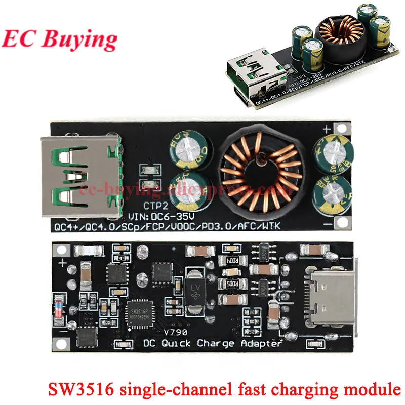 QC4.0 QC3.0 1 2 4 vías USB tipo C adaptador de carga rápida para teléfono móvil 6-35V placa de módulo de cargador de carga rápida SCP PD SW3518 SW3516 - imagen 2