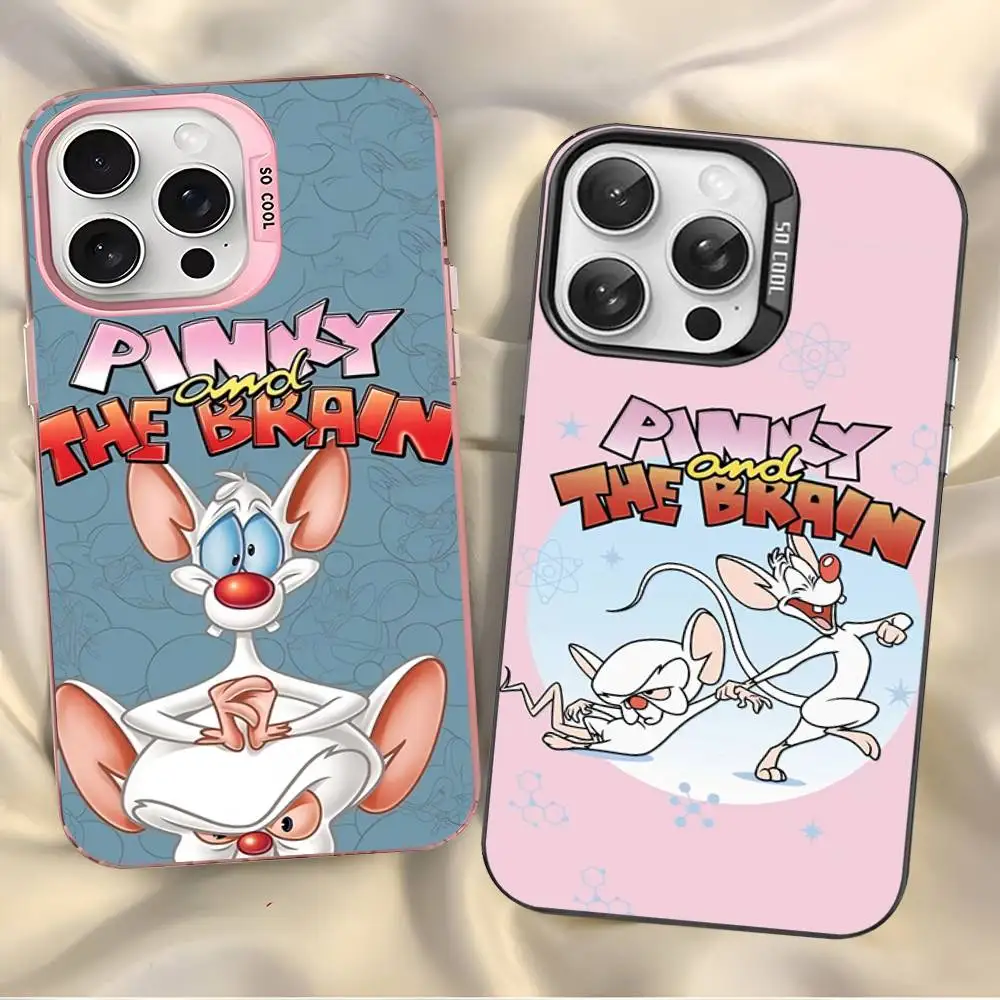 Pinky y el cerebro funda de teléfono para iPhone 17 16 15 14 13 12 11 Pro MAX mate a prueba de golpes trasera anticaída cubierta mate