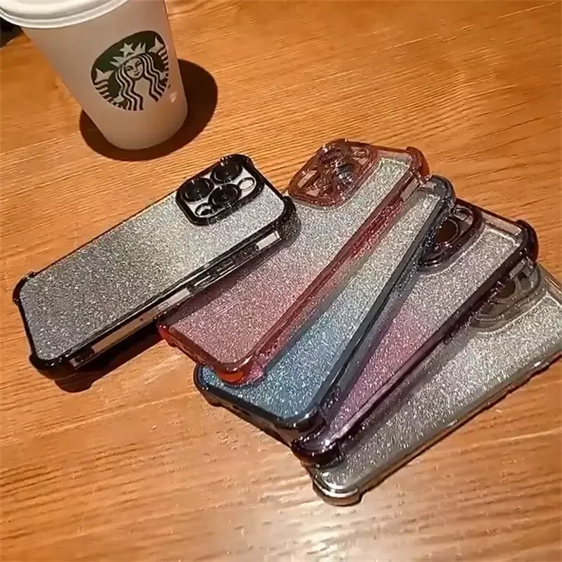 Funda de teléfono galvanizada con purpurina plateada y rosa para Iphone 16 Pro Max 11 12 13 14 15 Pro Max 16 7 8 Plus X XS XR, funda a prueba de golpes - imagen 4