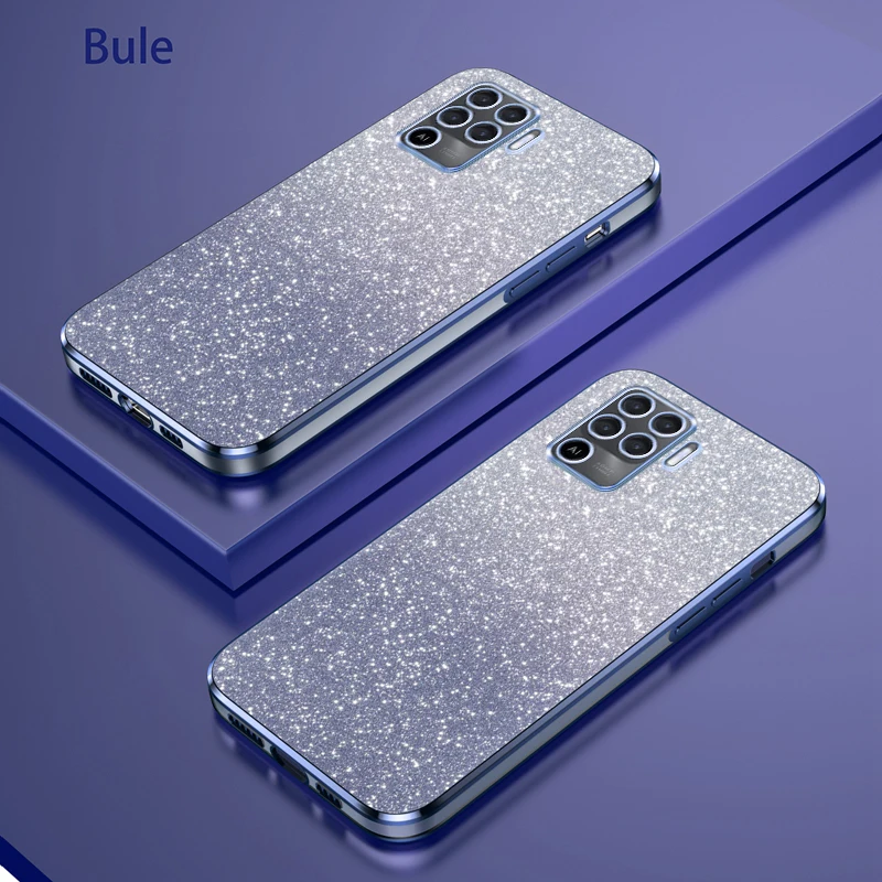 Para OPPO A94 4G Funda Oppo F19 Pro Funda de teléfono OPPO Reno 5 lite Reno 5F de lujo gradiente brillo chapado Funda trasera de silicona - imagen 4