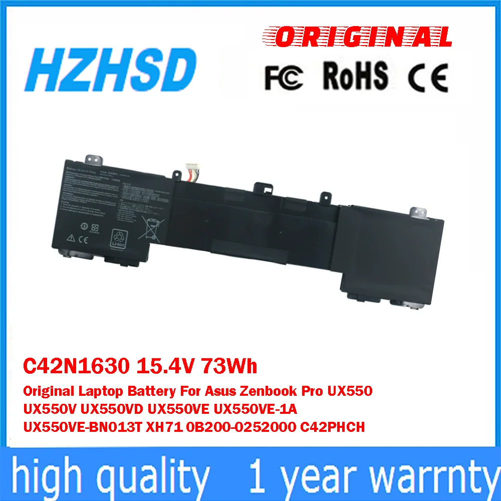 C42N1630 15,4 V 73Wh batería Original del ordenador portátil para Asus Zenbook Pro UX550 UX550V UX550VD UX550VE UX550VE-1A UX550VE-BN013T XH71