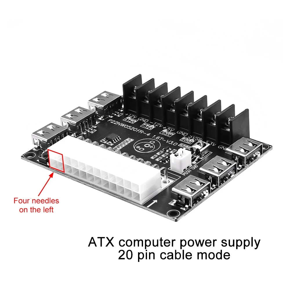 Placa de ruptura de fuente de alimentación ATX de 24 pines y Kit de caja de acrílico adaptador de módulo conector de alimentación compatible con 12V -12V 5V 5VSB 3,3 V - imagen 5