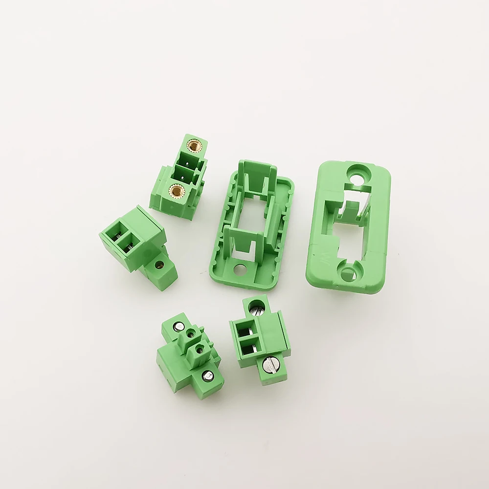 1/2 juegos de bloque de terminales de 3,81mm a través de la pared sin soldadura tipo enchufable 2P/3P/4P/5P/6P/8P/9P/10P/12P 3,81mm con Panel fijo de brida - imagen 3