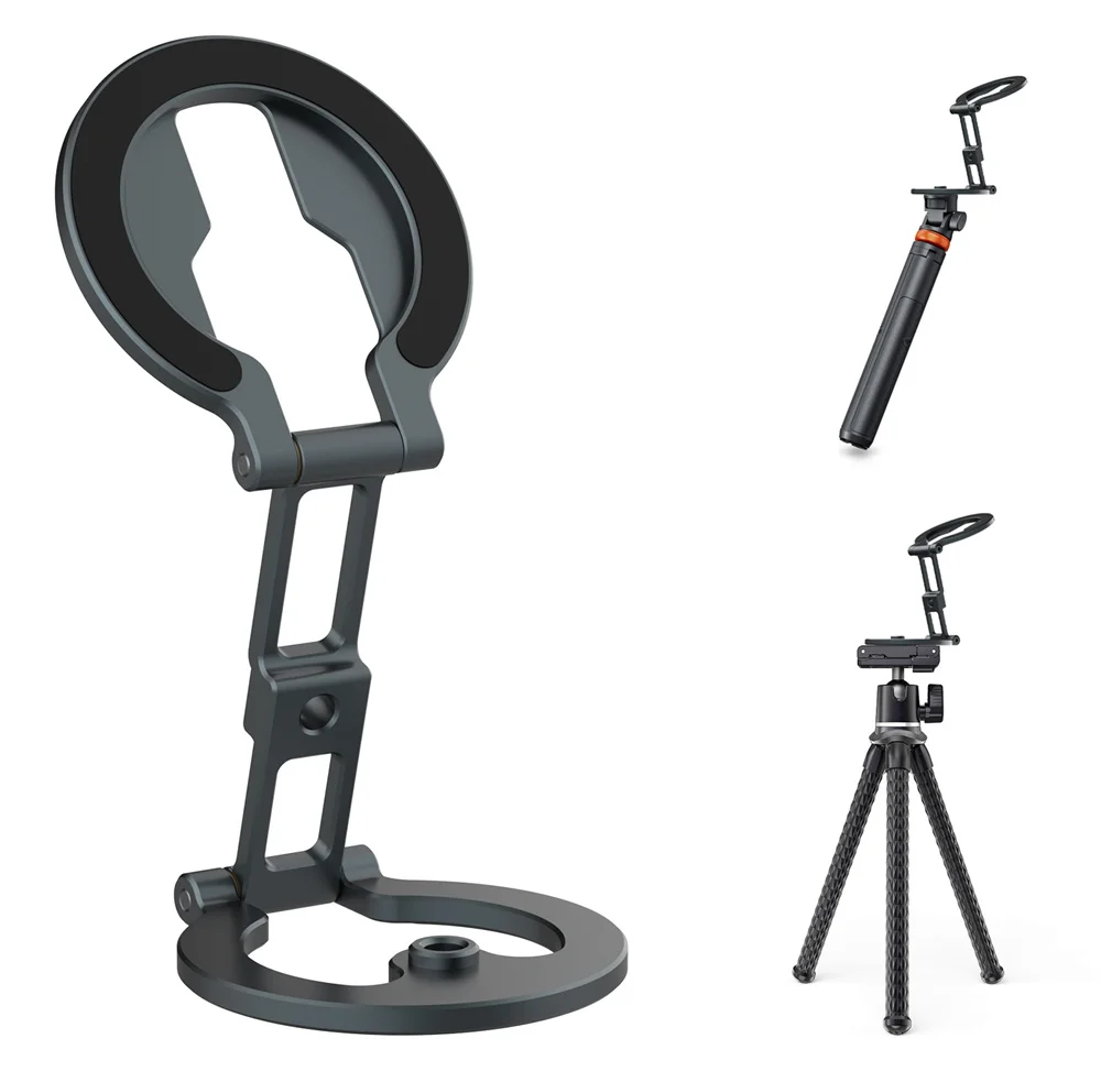 Soporte magnético ultrafino de doble cara para teléfono, soporte plegable de aluminio con imán fuerte y tornillo de 1/4 "para iPhone 17 16 Android