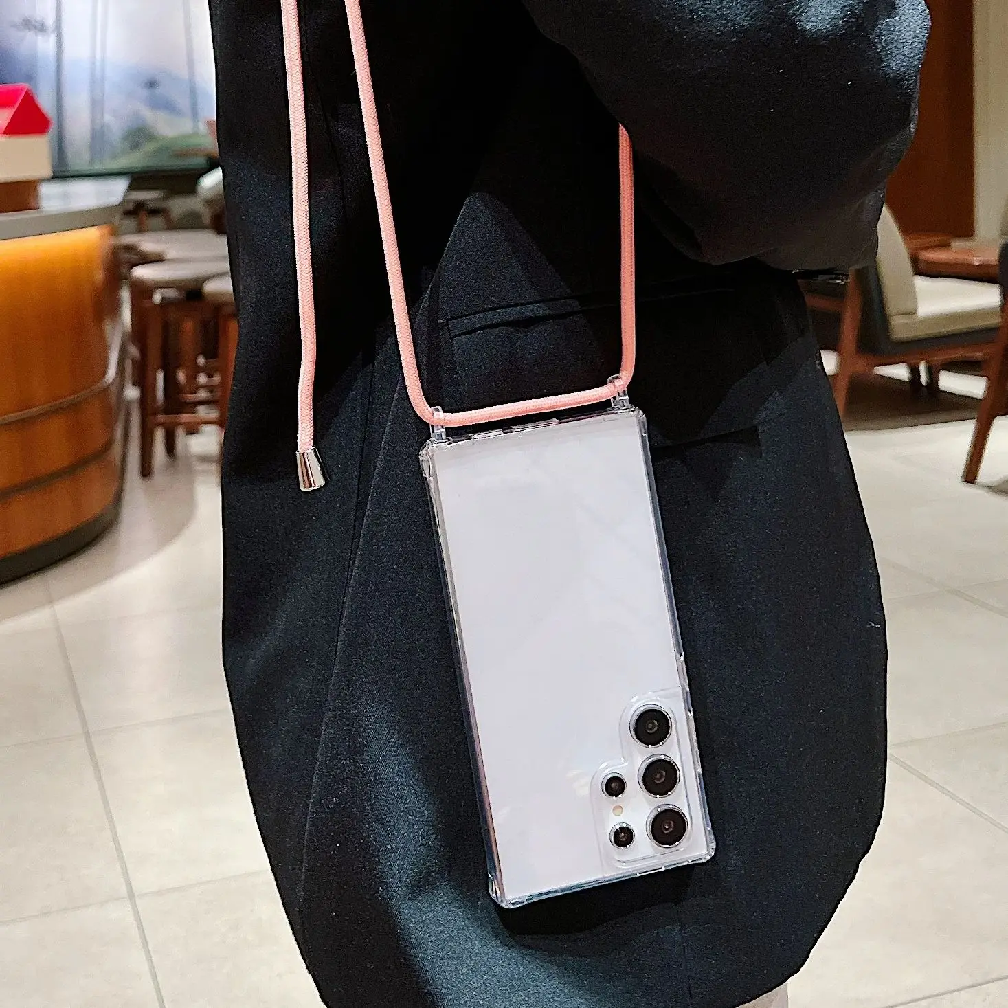 Funda transparente con cordón y collar cruzado para Samsung S25 S24 S23 S22 Plus Ultra FE A55 A35 A25 A15 A54 A34 cubierta a prueba de golpes - imagen 4