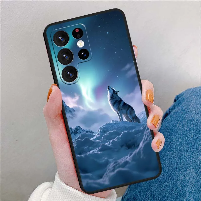 Wolf Art Pattern Cover For Samsung Galaxy Note 20 10 9 8  A24 A34 M13 M31 M32 M52 M62 Ultra Lite Black Phone Case - imagen 4