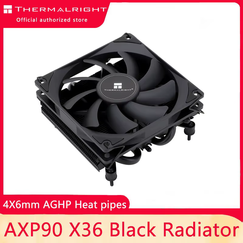 Thermalright-enfriador de aire de CPU negro AXP-90 X36, 4 tubos de calor, 90mm, PWM, 36mm de altura, AMD, AM4, Intel, LGA, 115X, 1200
