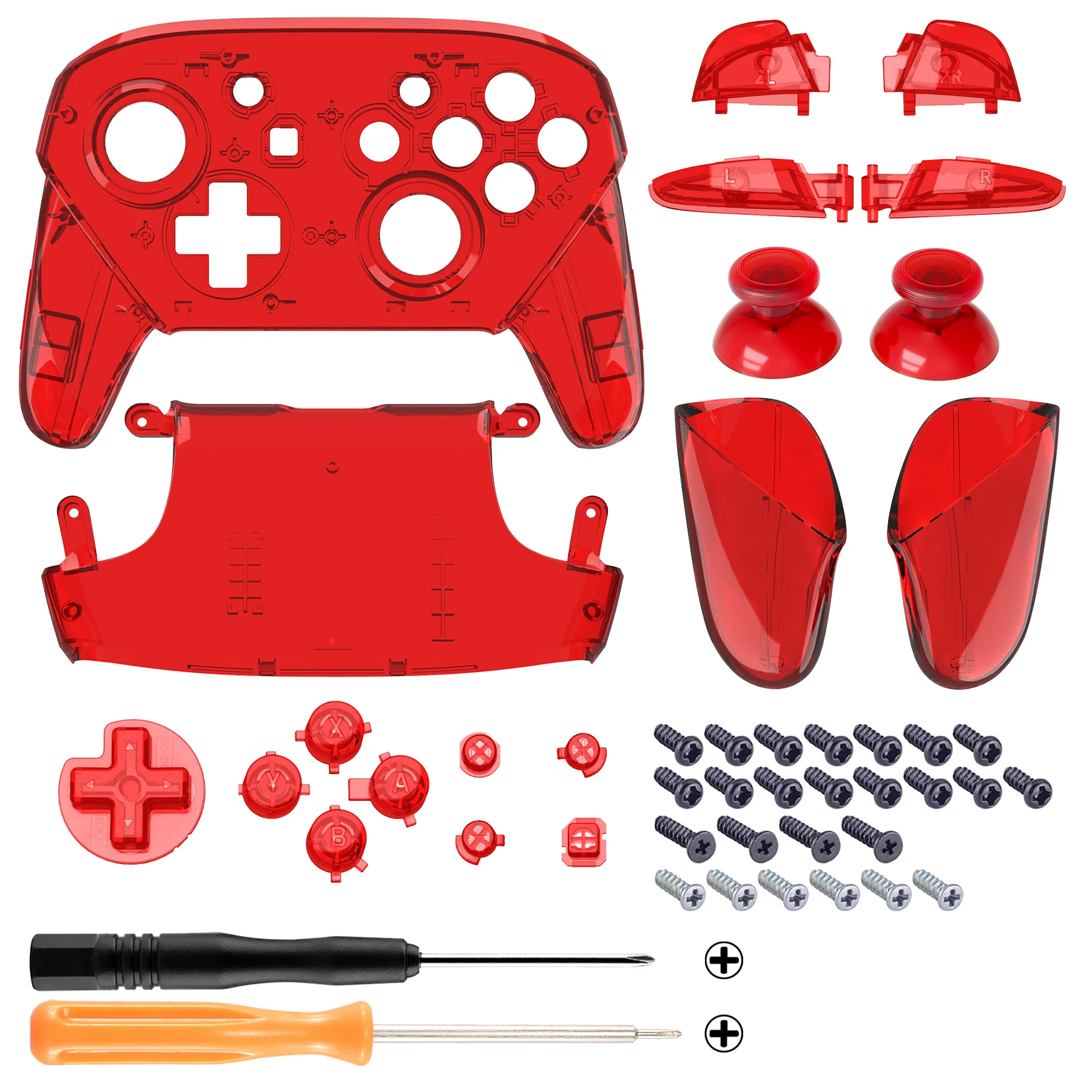 eXtremeRate Carcasa de repuesto DIY para controlador Nintendo Switch Pro - Rojo transparente - imagen 2