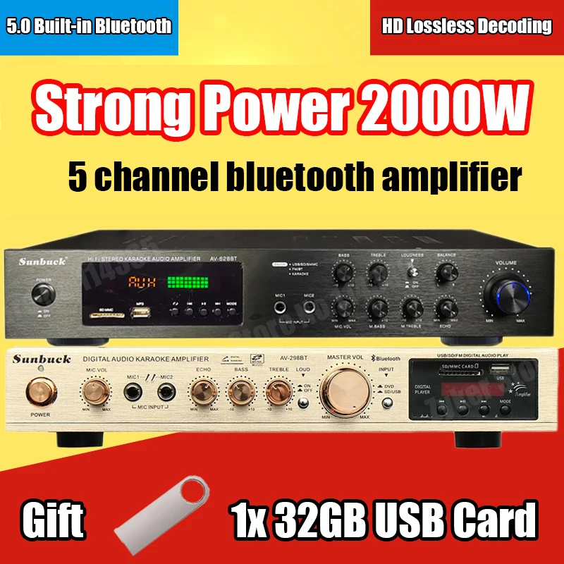 Amplificador Potencia Bluetooth USB FM con Mando a Distancia