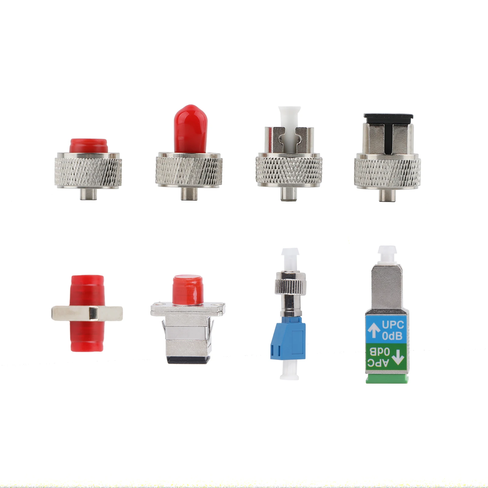 Kit de adaptador OTDR de 8 Uds., conectores de fibra óptica SC/FC/ST/LC con funda, baja pérdida de señal para pruebas/mantenimiento de red OTDR confiable