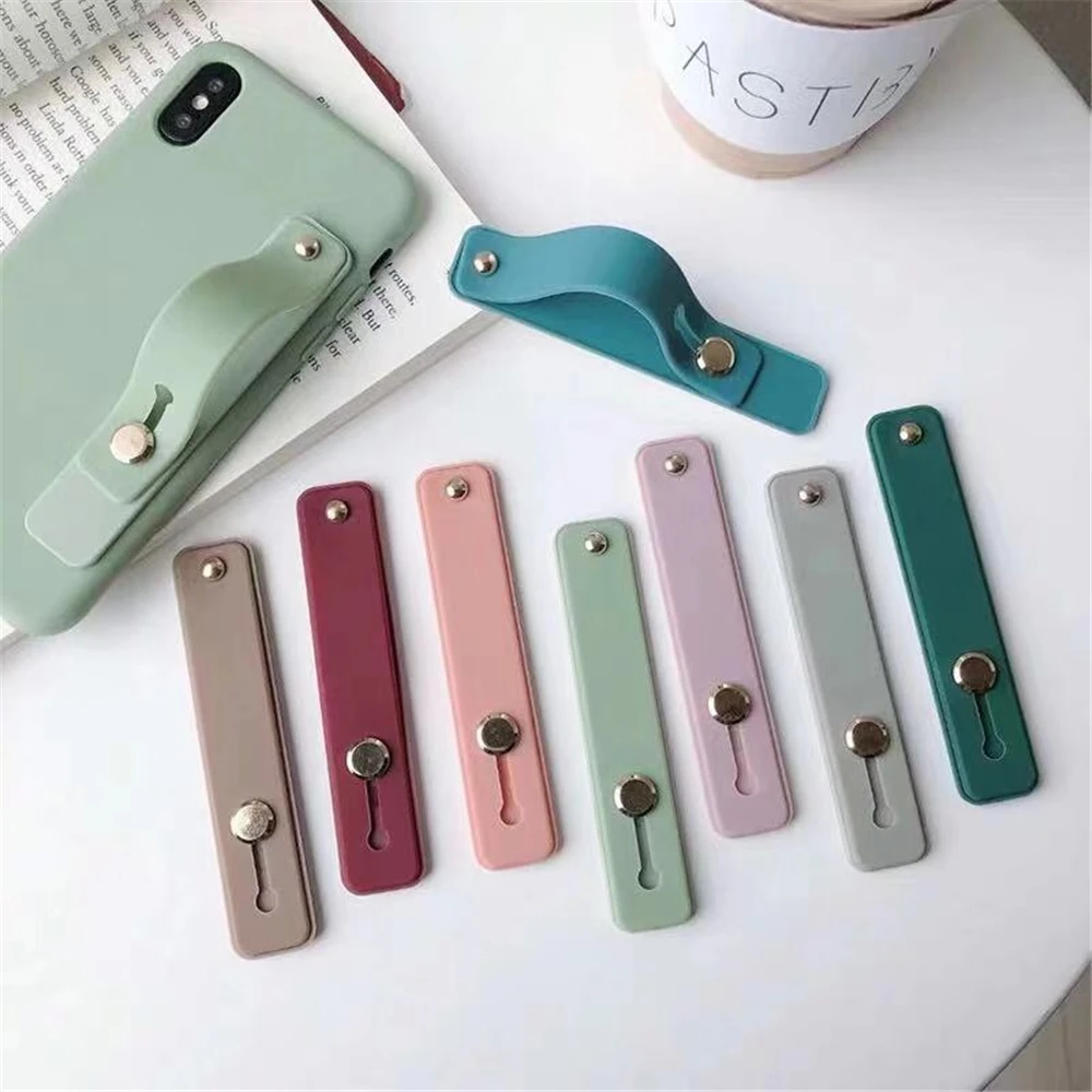 Soporte para anillo de dedo de Color caramelo, soporte de banda de mano de silicona para todas las fundas de teléfono, correa para iPhone y Samsung, soporte de agarre Push Pull - imagen 3