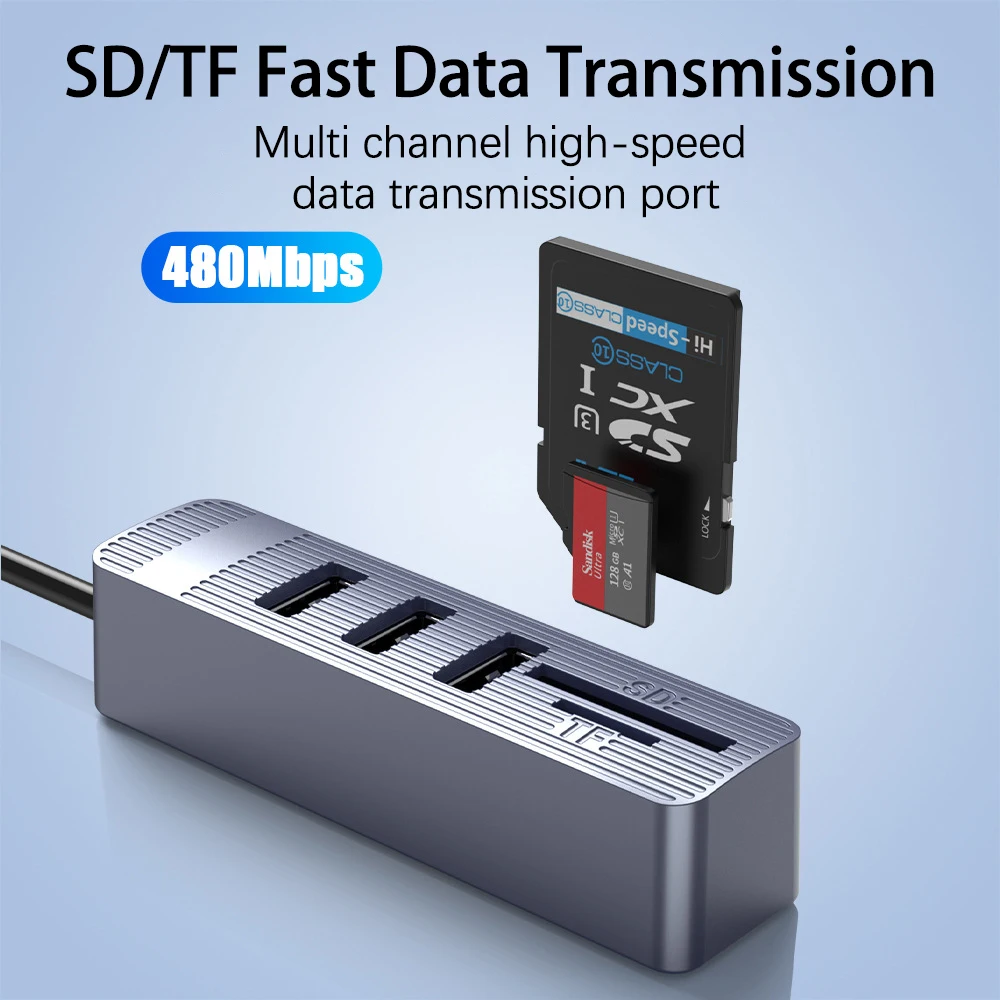 UTHAI ZX-A026 Accesorios para computadora portátil Hub USB 2.0 Lector de tarjetas COMBO multifuncional Divisor USB 2.0 con estación de acoplamiento con ranura SDTF - imagen 2