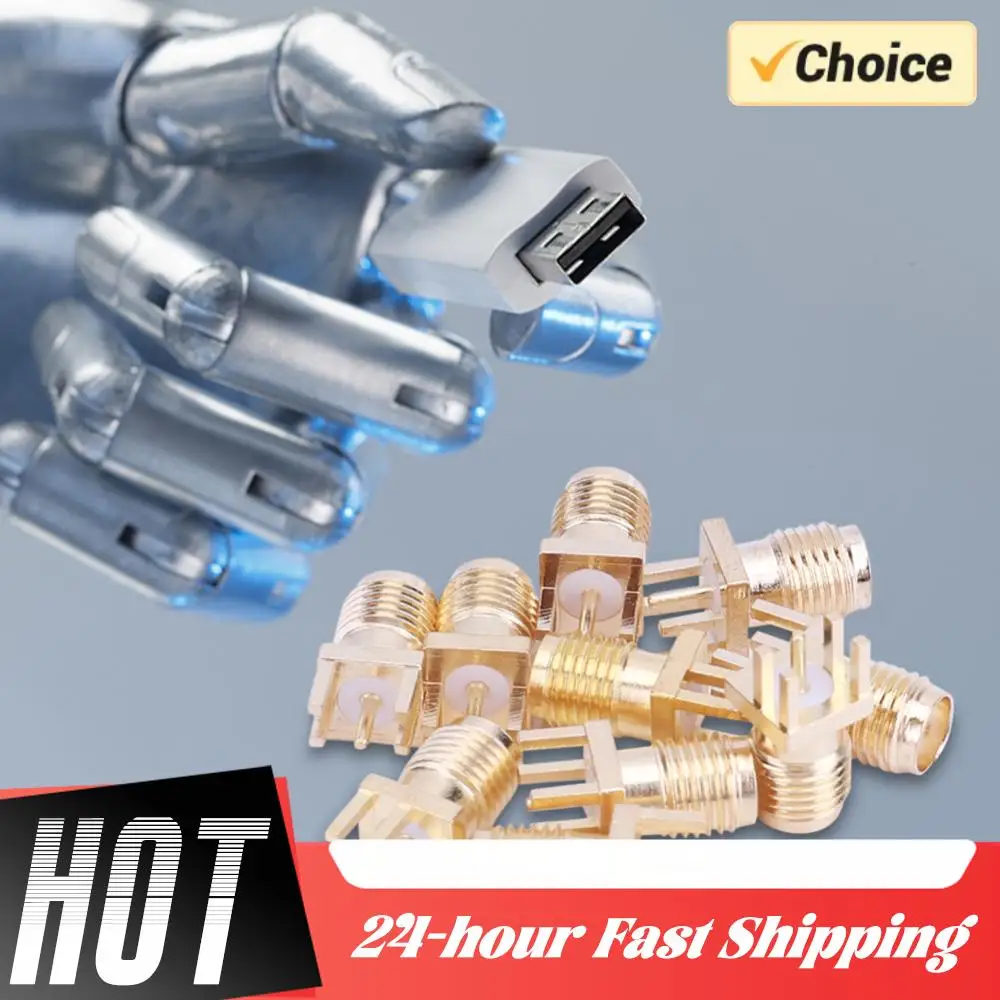 Adaptador de conector hembra SMA, enchufe de SMA-KE de latón con conector RF de 4 pines, Base hembra, conectores de montaje PCB, 10-100 Uds.