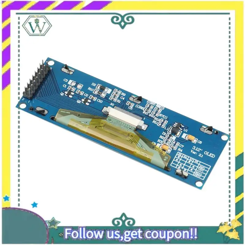 Pantalla OLED A28Q-2X de 3,12 pulgadas, 256x64, 25664 puntos, módulo LCD gráfico, pantalla LCM, controlador SSD1322, compatible con SPI (amarillo) - imagen 2