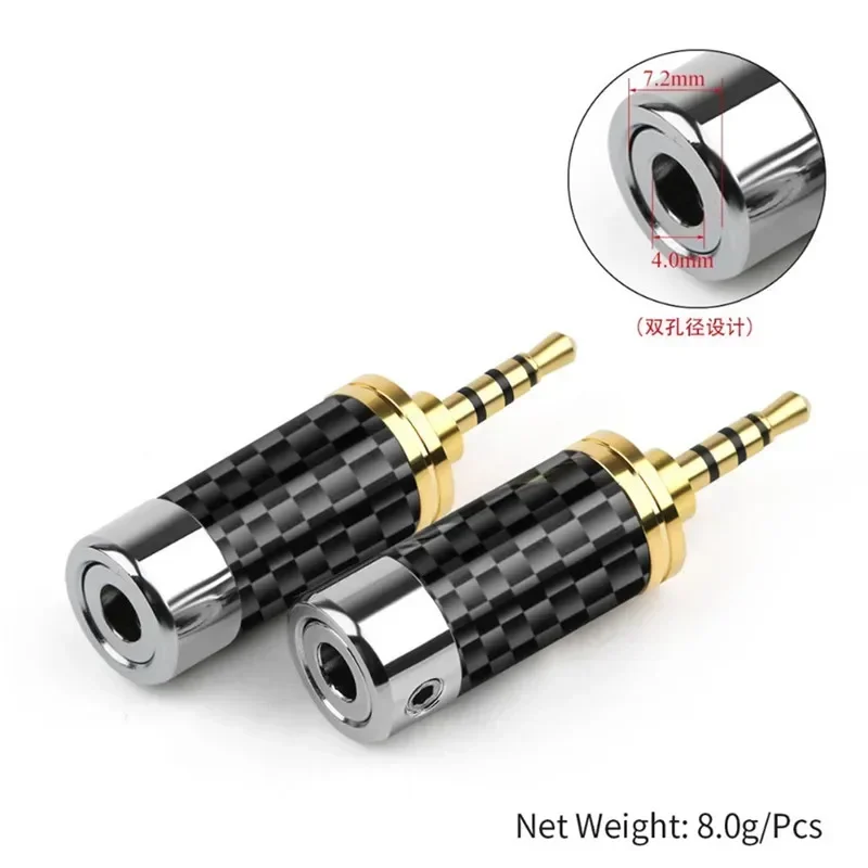 Conector de 2,5mm DIY AK320 380 auriculares 2,5 enchufe de Audio 4 polos carcasa de fibra de carbono enchufes de auriculares chapados en oro conector de cable de 4mm 7,2mm - imagen 4