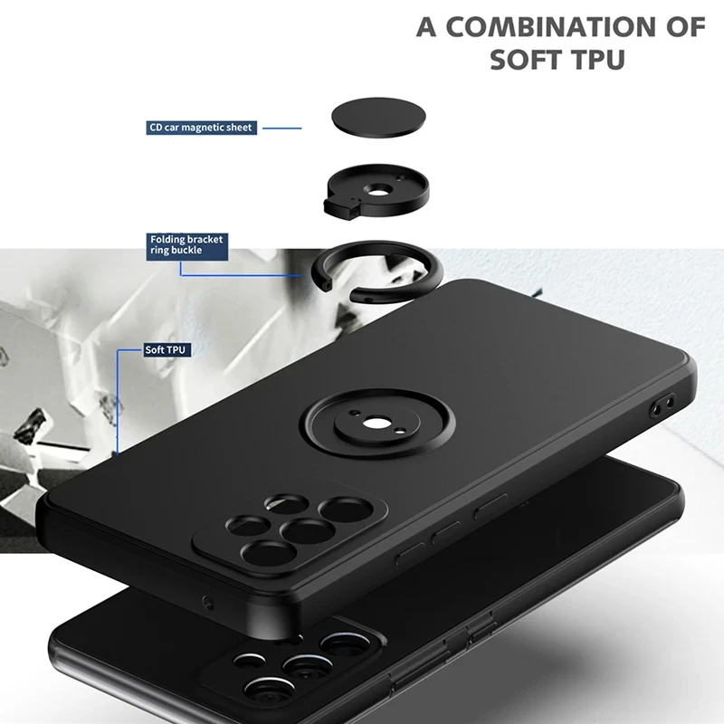 Funda de teléfono suave con anillo de soporte magnético de silicona líquida para Samsung A54 A53 A52 A51 A71 A34 A32 A22 A73 S23 Ultra Plus S21FE - imagen 4