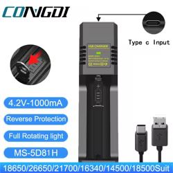 Cargador inteligente USB Universal 18650 cargador de batería para 18650 18350 26650 16340 3,7 V-4,2 V interfaz tipo c 18650 cargador de litio