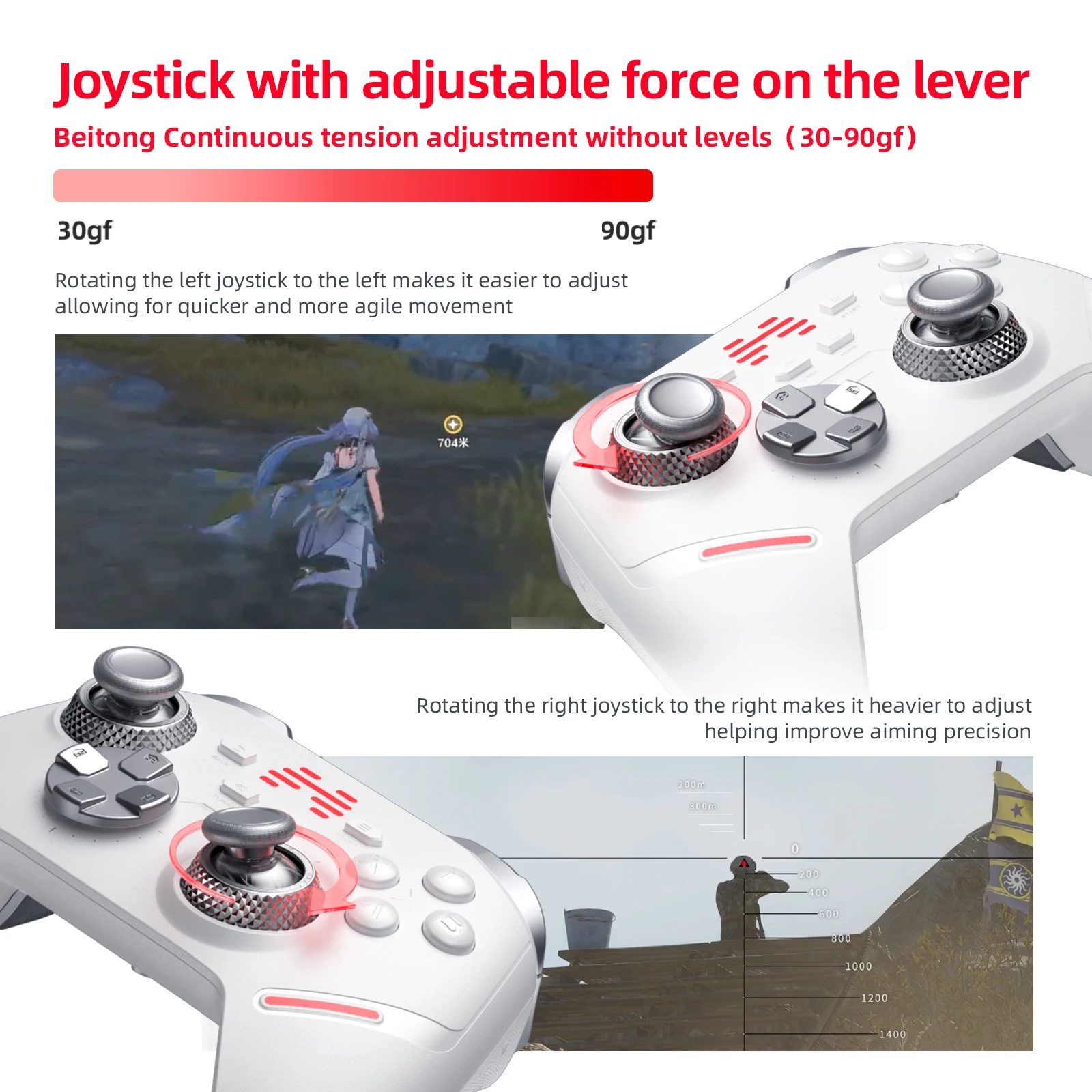 Controlador de juego inalámbrico BEITONG Kunpeng 40/KP40 Elite, tres modos, Joysticks TMR activadores Gamepad para PC Nintendo Switch móvil - imagen 5