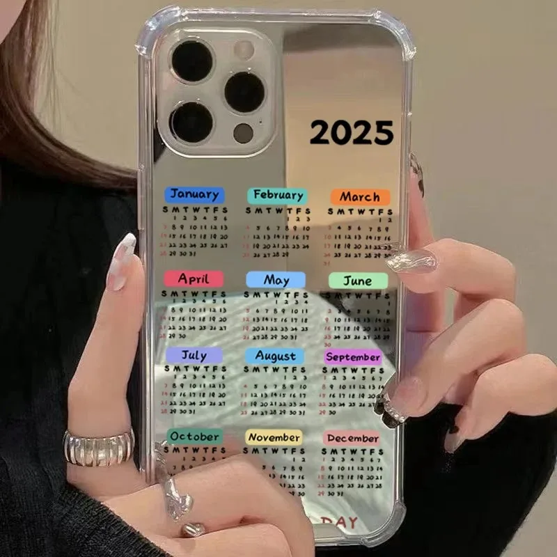 Año nuevo 2025 calendario patrón espejo funda para Samsung Galaxy A06 A14 A23 A36 A52 A55 A56 S25 S24 S23 S22 Ultra Plus FE cubierta - imagen 4
