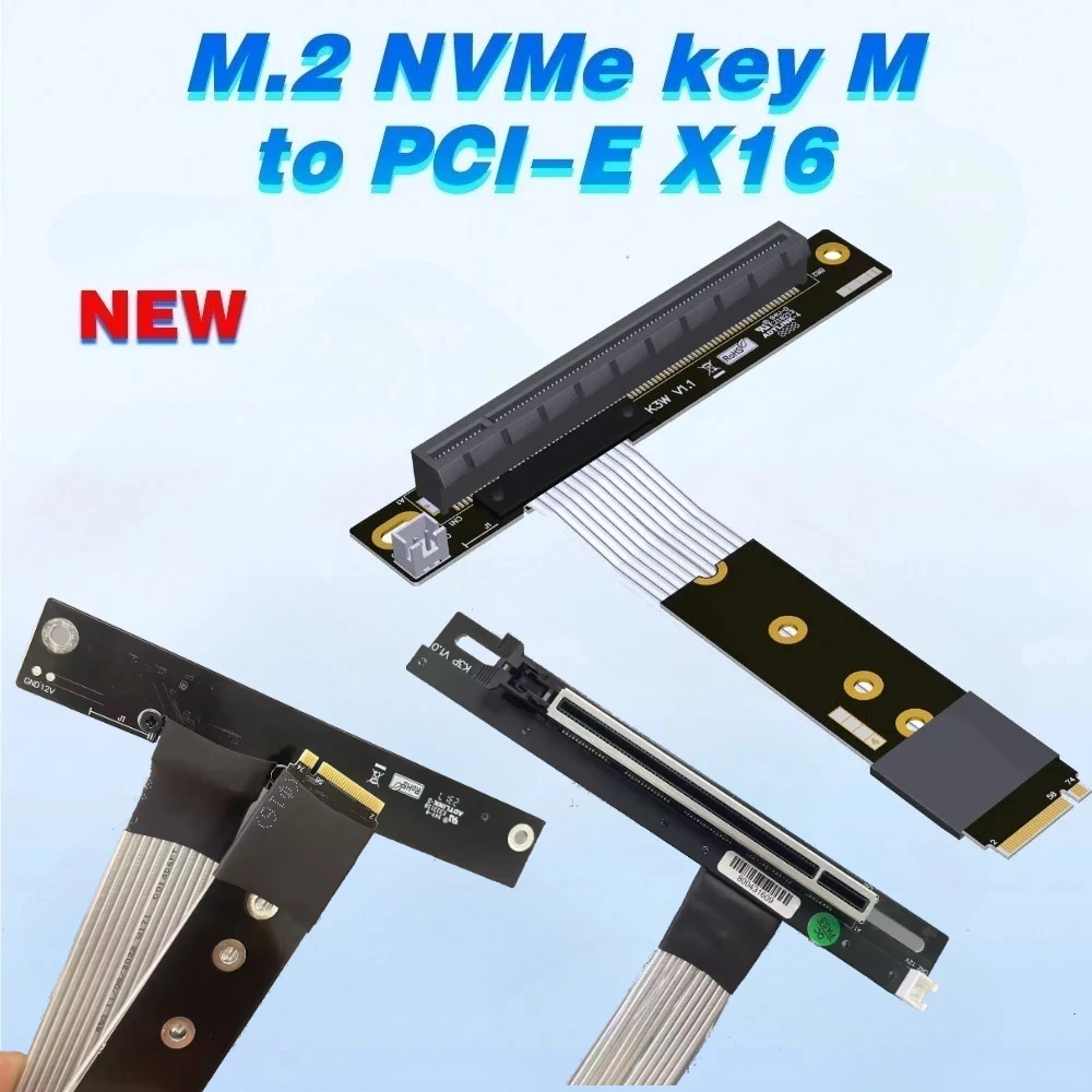 ADT-Link M.2 NGFF NVMe STX placa base Cable extensor de tarjeta gráfica a PCIE 4,0x16 90 grados en ángulo 16x adaptador elevador puentes - imagen 2