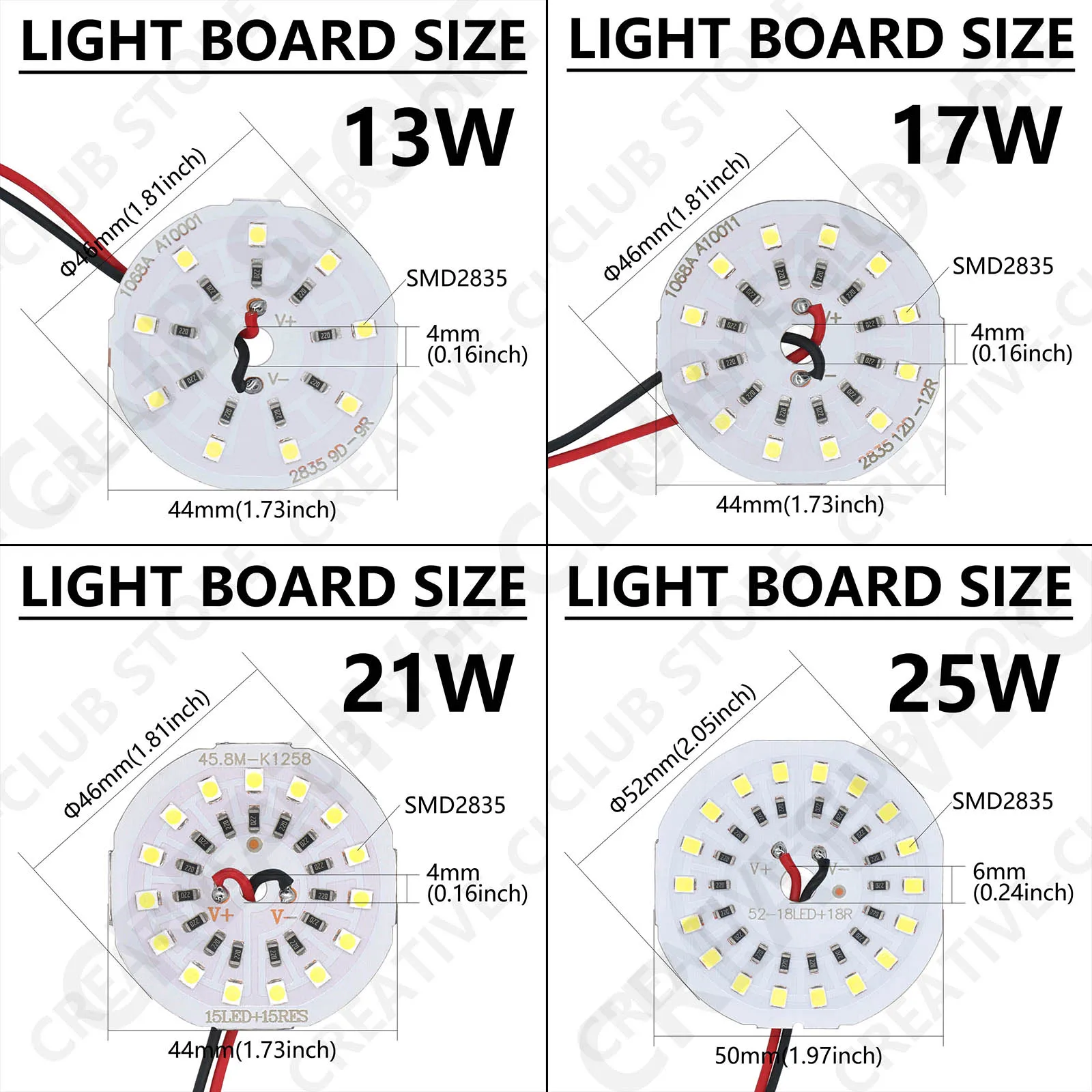Panel de luz LED con atenuador de Control remoto, 13W, 17W, 21W, 25W, DC12V, LED blanco frío y cálido, PCB, sustrato de aluminio, bombilla redonda DIY - imagen 5