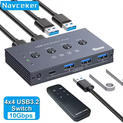Navceker Switch USB 3.2 10Gbps para Compartir Periféricos