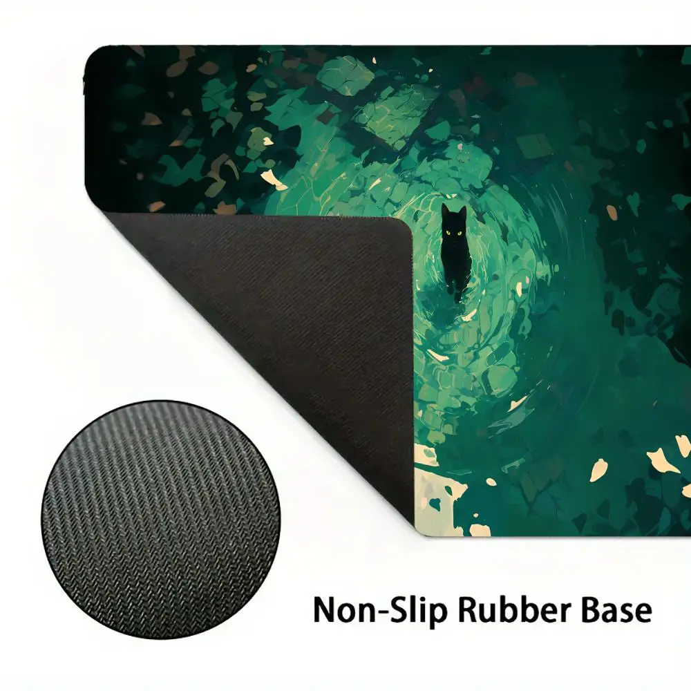 Alfombrilla de ratón de gato negro de Anime, alfombrilla de ratón grande XXL para juegos, cerradura de goma, escritorio, tableta, monitor, ordenador, jugadores, trabajo, teléfono y oficina - imagen 5