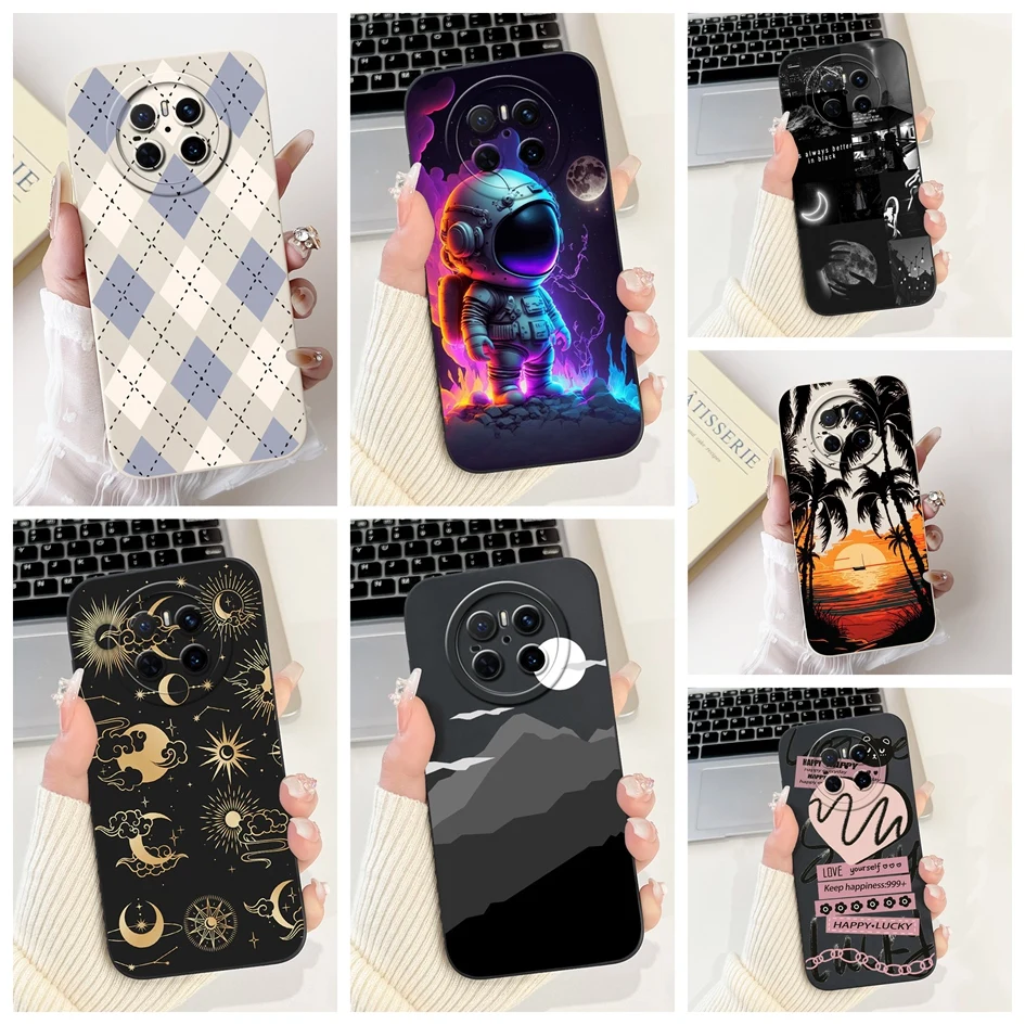 Funda para Huawei Mate 70 Pro Plus, Funda de moda con diseño de atardecer y astronauta, Funda suave de TPU para Huawei Mate 70 Pro Mate70 Pro +