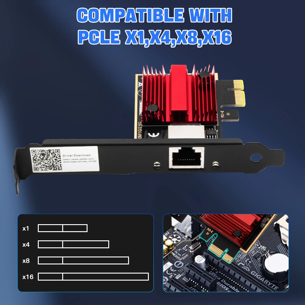 Tarjeta de red PCI-E a RJ45 de 2,5G, adaptador Lan Ethernet de 2500M, adaptador WiFi rápido RTL8125 PCI Express para PC de escritorio - imagen 5