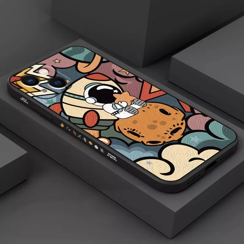 Funda para iPhone 14 Pro Max, funda para iPhone 11, fundas de astronauta espacial de dibujos animados para iPhone 13 12 XS Max X 7 8 Plus, funda suave - imagen 3