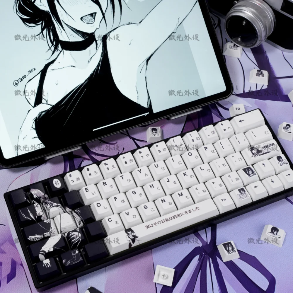 Juego de teclas de Anime japonés Rayser, PBT, 140 teclas, tapa de tecla con personalidad, barra espacial dividida para teclado mecánico 60/84/98/108, interruptor MX - imagen 4