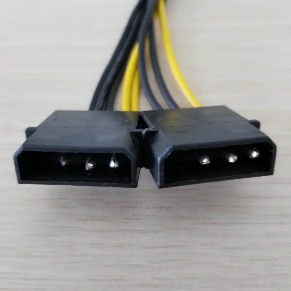 Tarjeta de visualización de vídeo gráfica Dual IDE Molex a PCI-E PCI Express de 4 pines GPU 8 pines (6 pines + 2 pines) Cable de alimentación 18AWG 15cm - imagen 3