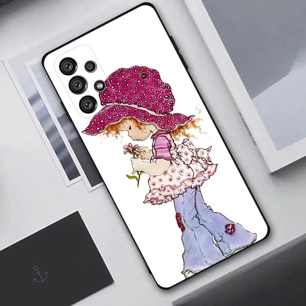 Funda de teléfono con patrón de Sarah Kay para Samsung Galaxy A20,A21s,A22,A31,A32,A52,A53,A72,73,A80,A91 funda negra suave - imagen 3