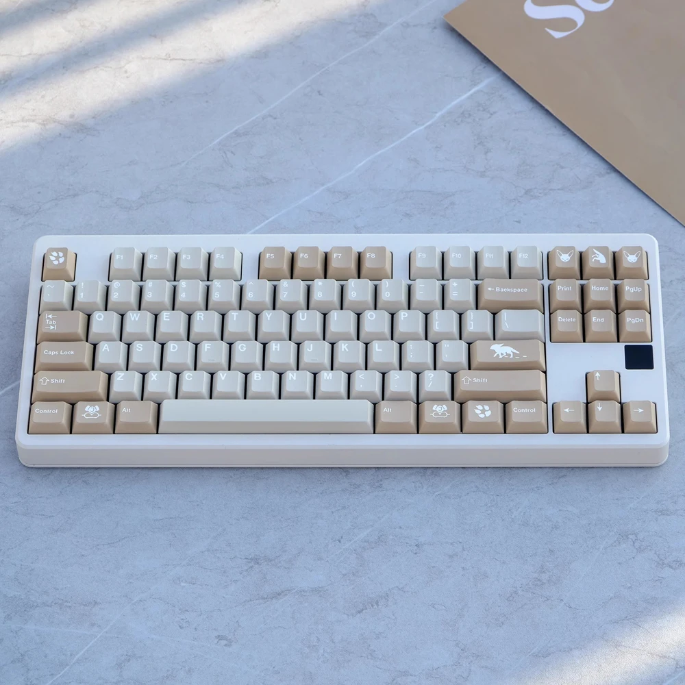 Juego de teclas Retro PBT para desierto, teclas de sublimación de tinte de perfil Cherry para teclado mecánico MX Switch GK61 64 68 75 84 87 980